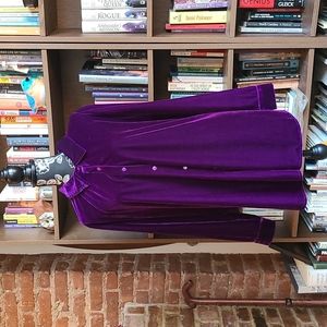 Ulla Popken royal purple stretch velvet button down